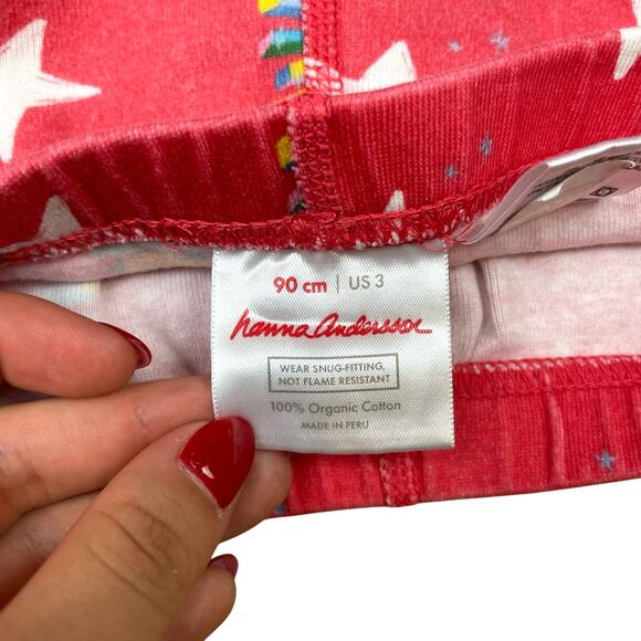 Hanna Andersson Sz 3 Red Shooting Stars Short Sleeve & Shorts Pajama Sest - Picture 8 of 8